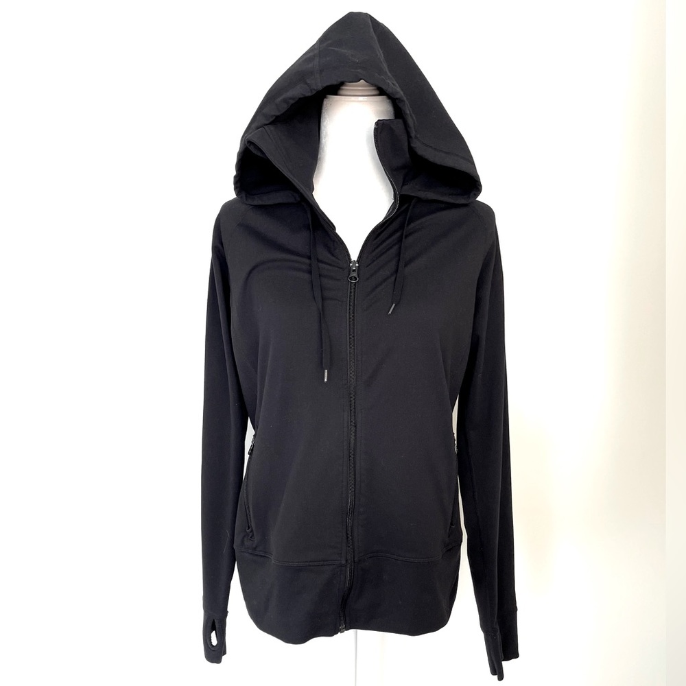 ‼️Lands’ End Black Athletic Hooded Zip-Up Jacket‼️